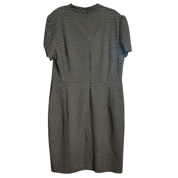 London Style Geometric Print Sheath Dress Size 16 Black White Neck Tie Detail - Picture 4 of 13